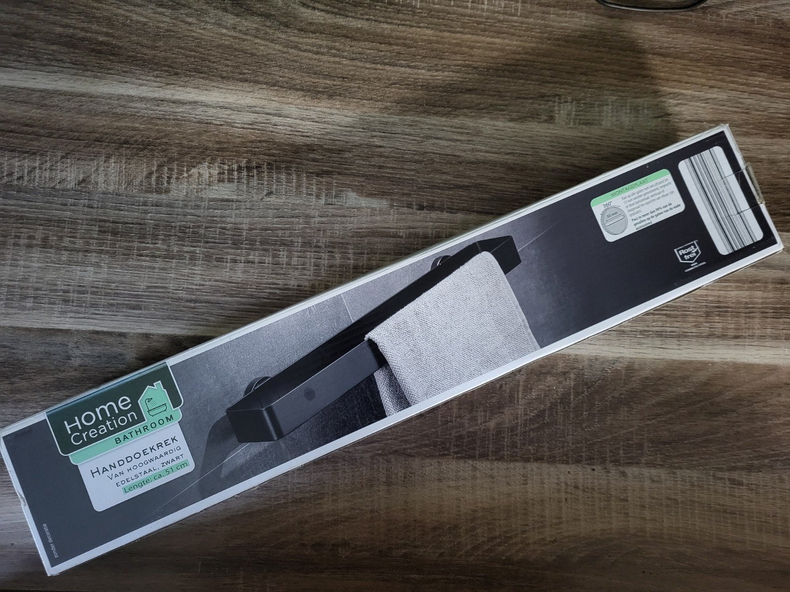 NIEUW Handdoekrek - Zwart RVS - 51 cm, Ophalen of Verzenden, Nieuw