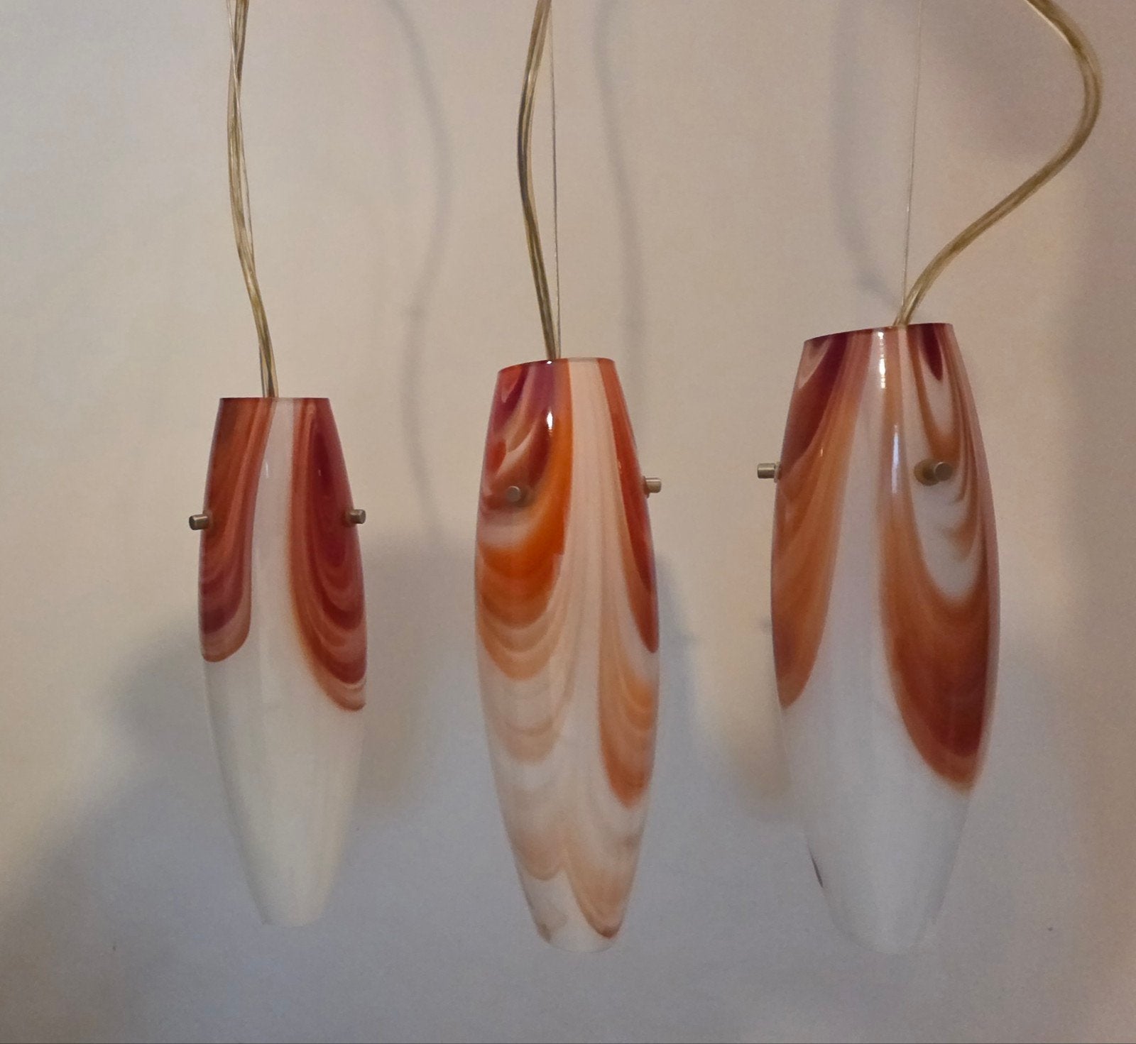 Vintage hanglamp Meltzer & Partner met 3, onbeschadigde, ora, Ophalen, Gebruikt, Metaal, E14 (klein)
