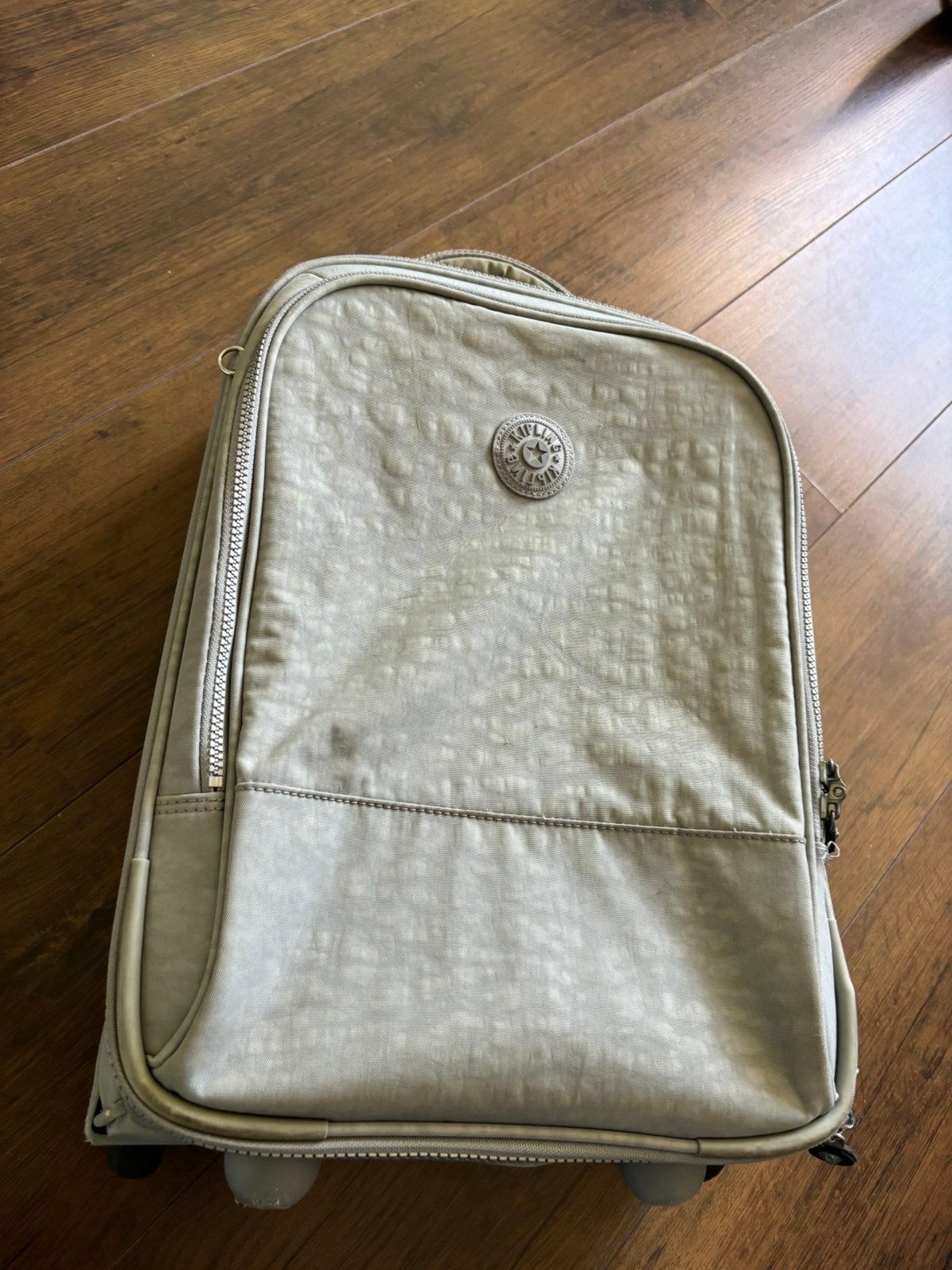 Grijze Kipling handbagage koffer, Ophalen, Wieltjes, 50 tot 60 cm, Hard kunststof