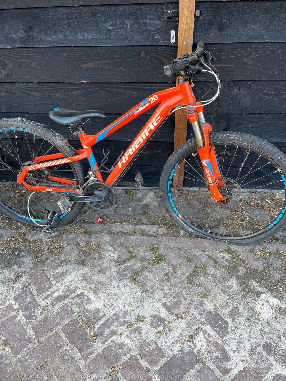 Haibike HardSeven 2.0 Mountainbike - Oranje/Blauw, Gebruikt, Hardtail, Heren, Schijfrem