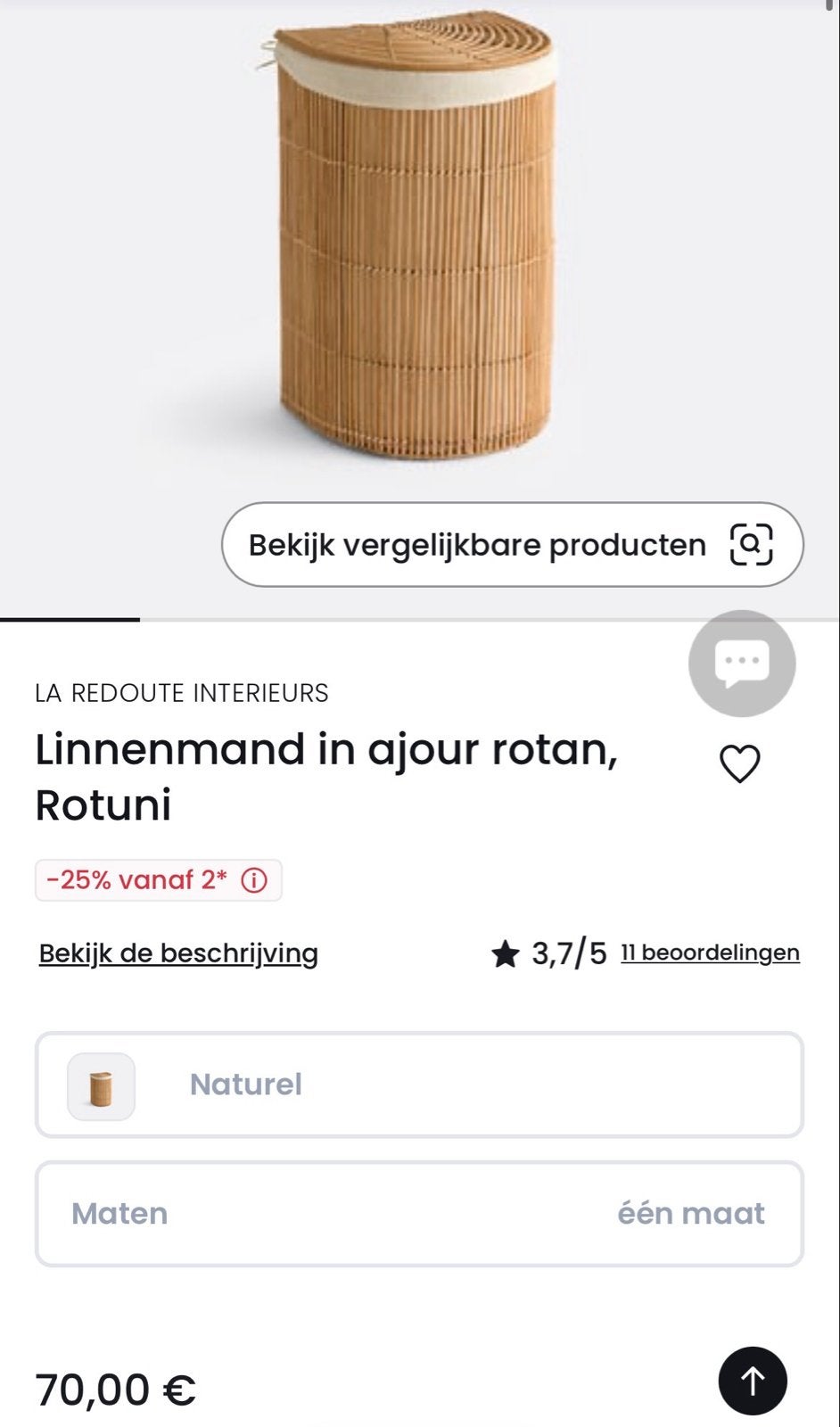 Rotan wasmand met deksel - Natuurlijk en stijlvol, Ophalen, Met deksel, Mand, Nieuw