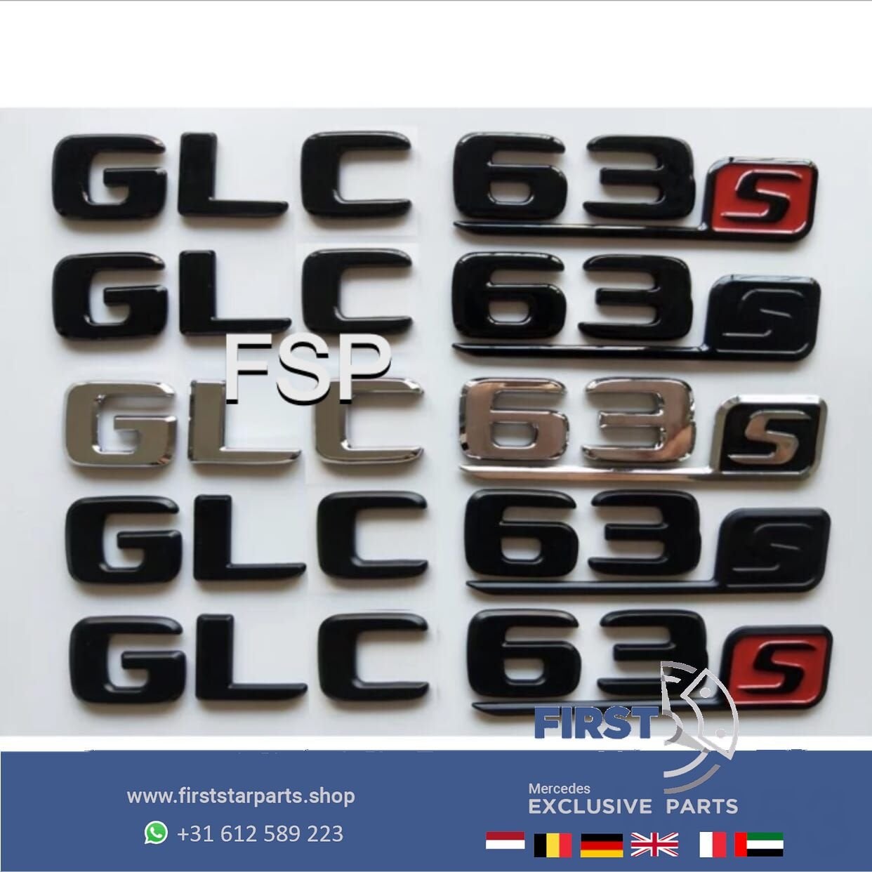 W253 C253 GLC63S LOGO Mercedes GLC63 S AMG EMBLEEM CHROOM LE, Gebruikt, -, Ophalen of Verzenden, Achter