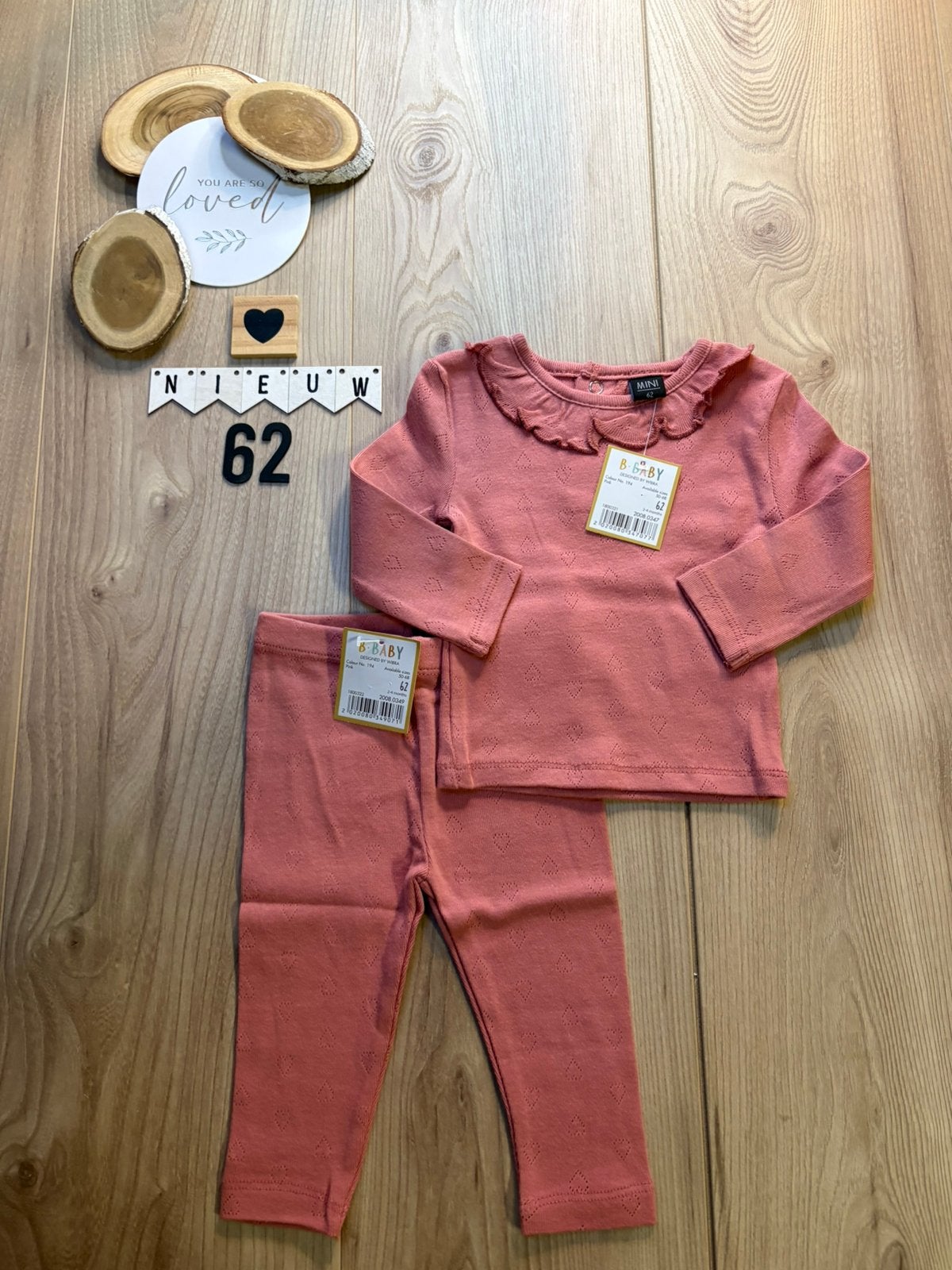 Baby meisje wibra setje roze broekje shirtje maat 62, Ophalen of Verzenden, Nieuw, Meisje, Setje