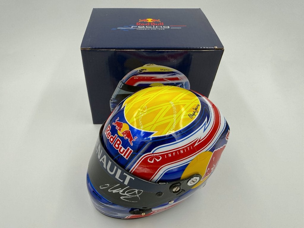 1/2 helm helmet F1 Webber 2013 (Red Bull) signed, Ophalen of Verzenden, Zo goed als nieuw, Formule 1