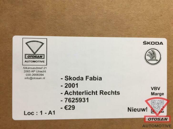 skoda fabia 2001 achterlicht links nieuw! 7625931, Infoline@skoda-auto.cz, Nieuw, Skoda, Skoda Auto a.s.