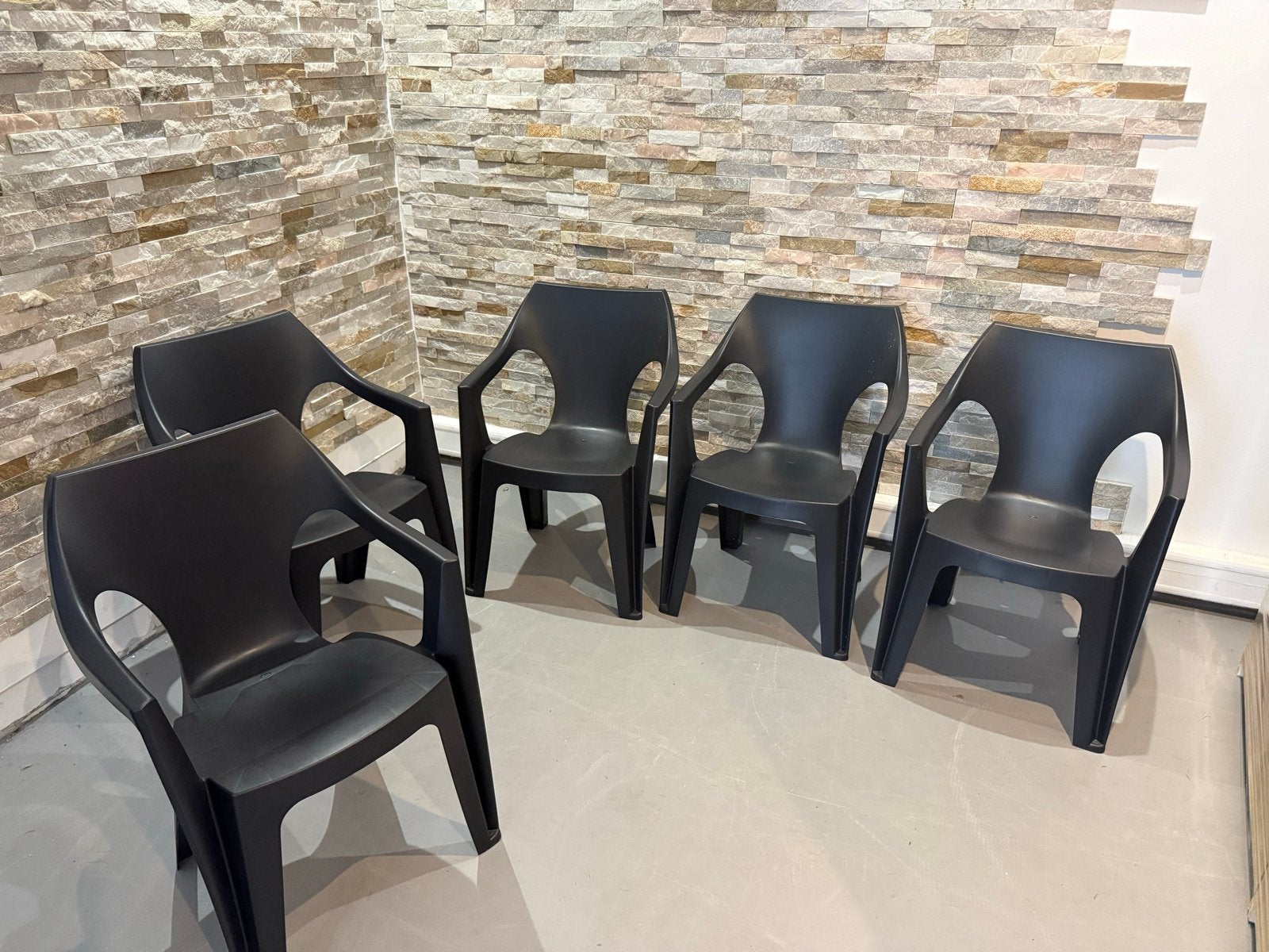 Zwarte kunststof stoelen - Set van 5, Kunststof, Gebruikt, ., Zwart