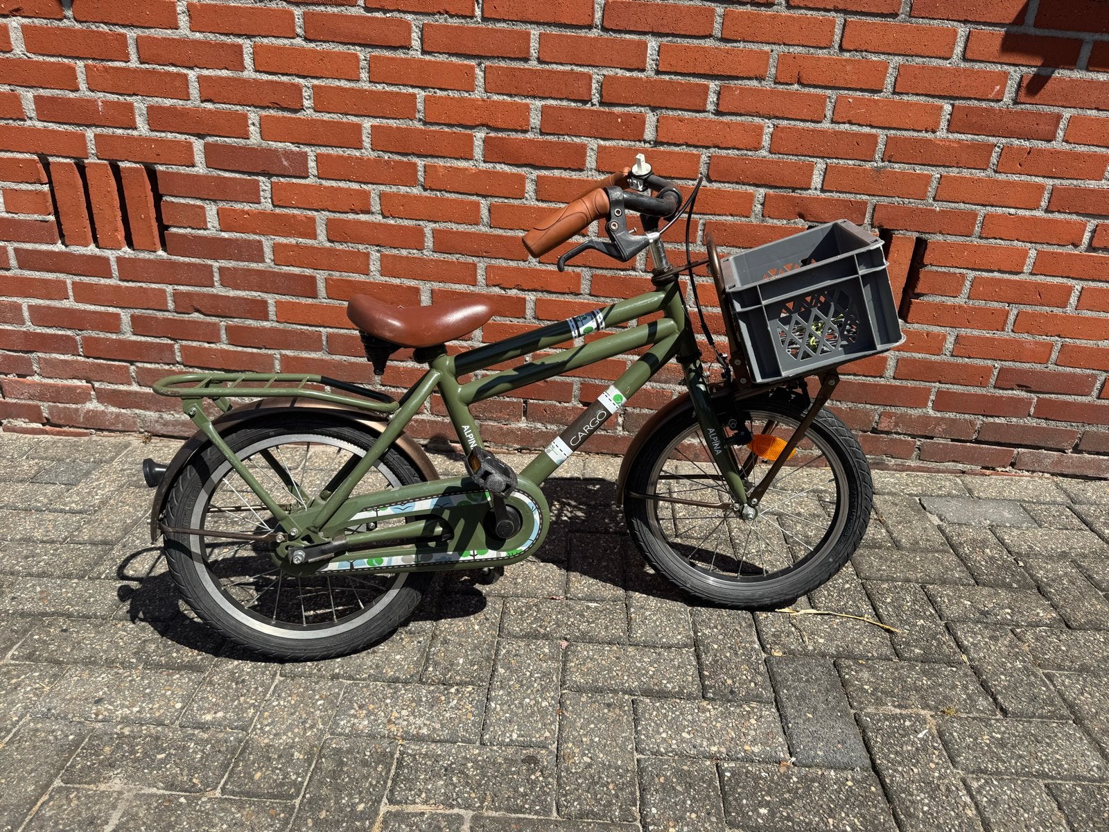 Alpina Cargo Kinderfiets 16 inch - Donkergroen, Fietsen en Brommers, Fietsen | Kinderfietsjes, Ophalen, Gebruikt, 16 tot 20 inch