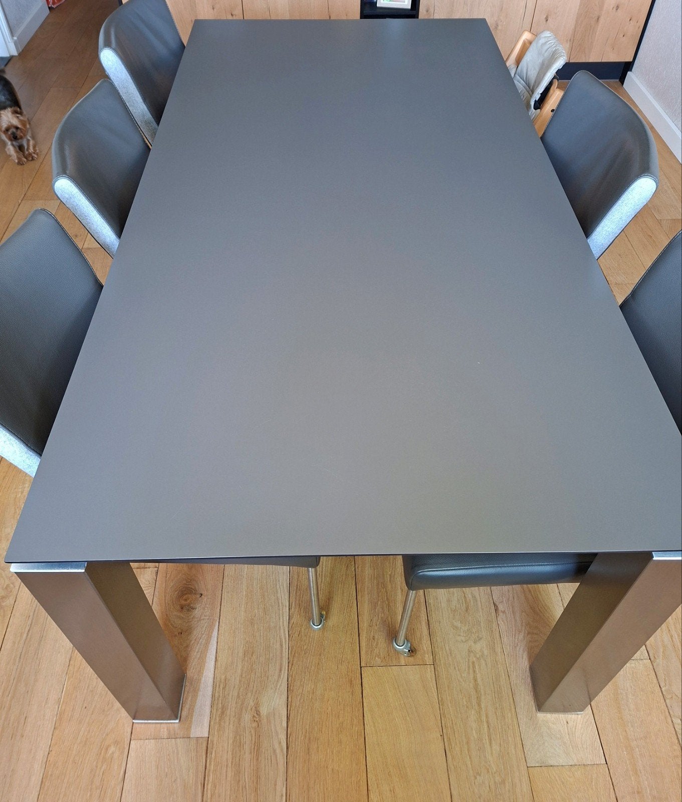 Eettafel met 6 stoelen en bijpassende salontafel, Gebruikt, 200 cm of meer, Rechthoekig, 50 tot 100 cm