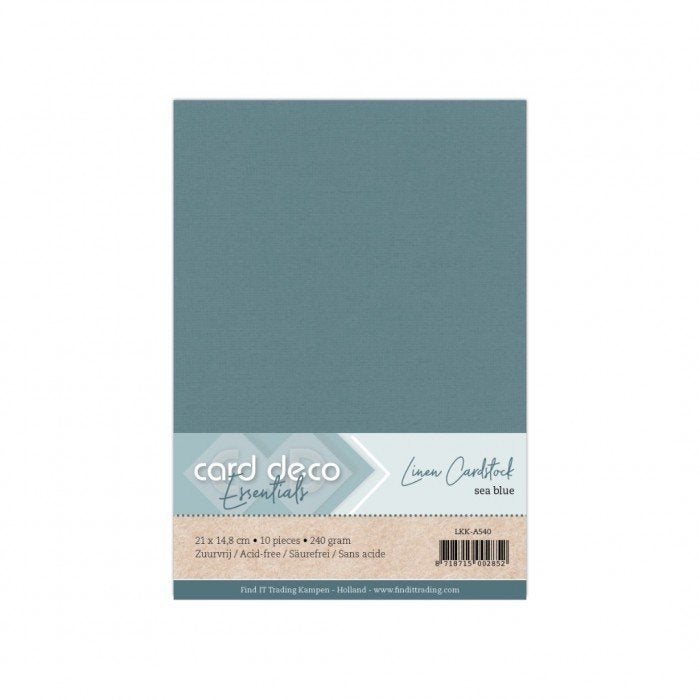 Card Deco linnenkarton A5 40 sea blue 10 vellen 240 grams, Overige merken, Papier of Karton, ., Nieuw