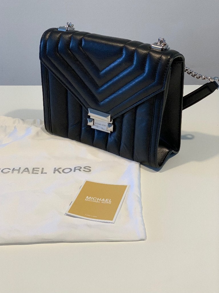 Nieuw zwart leer origineel Michael Kors schoudertas zilver, Overige merken, Zwart, Nieuw, Ophalen of Verzenden