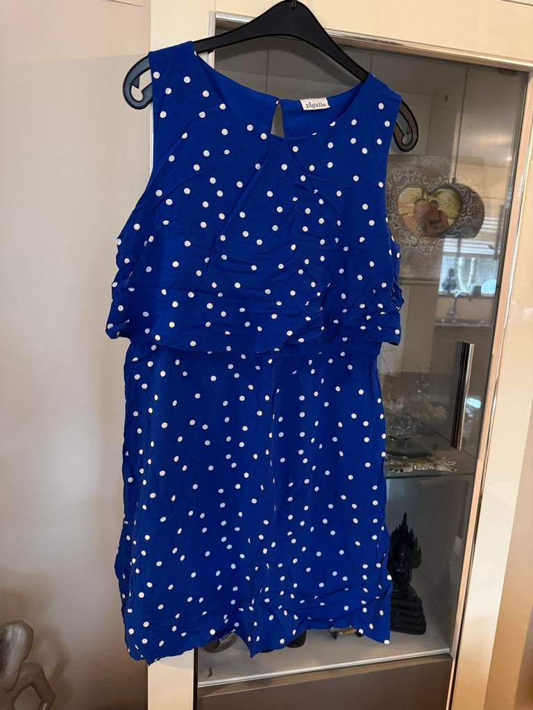 Blauwe jurk met stippen maat 40 Pigalle, Maat 38/40 (M), Blauw, Ophalen of Verzenden, Zo goed als nieuw