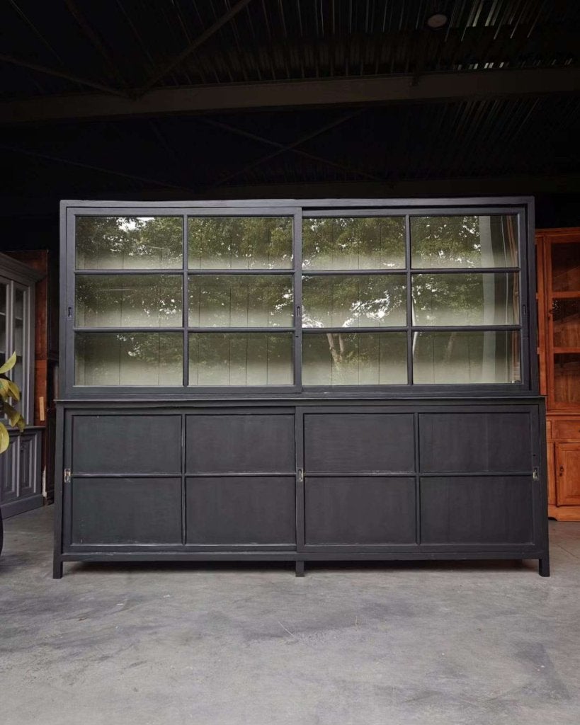 Prachtige antieke winkelkast | Zwarte servieskast #2367, Antiek en Kunst, Ophalen of Verzenden