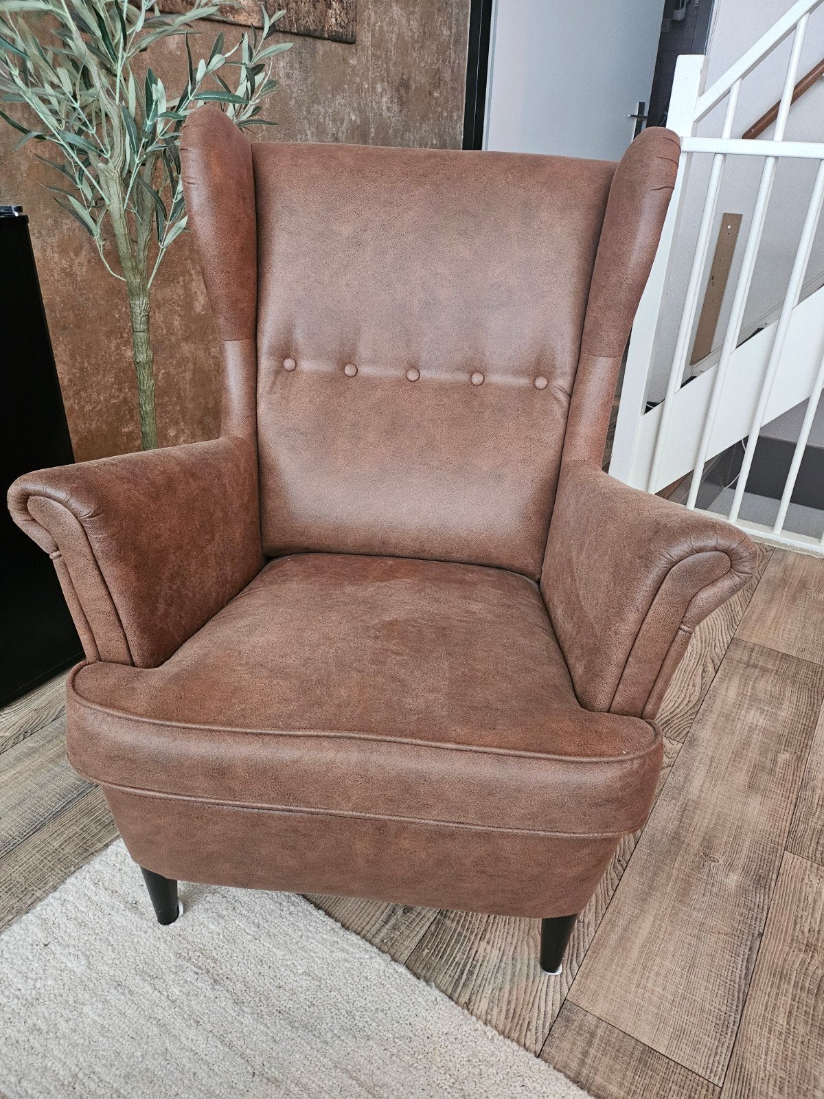 Ikea Strandmon oorfauteuil - Bruin, Huis en Inrichting, Fauteuils, Ophalen, Gebruikt, 75 tot 100 cm, 75 tot 100 cm