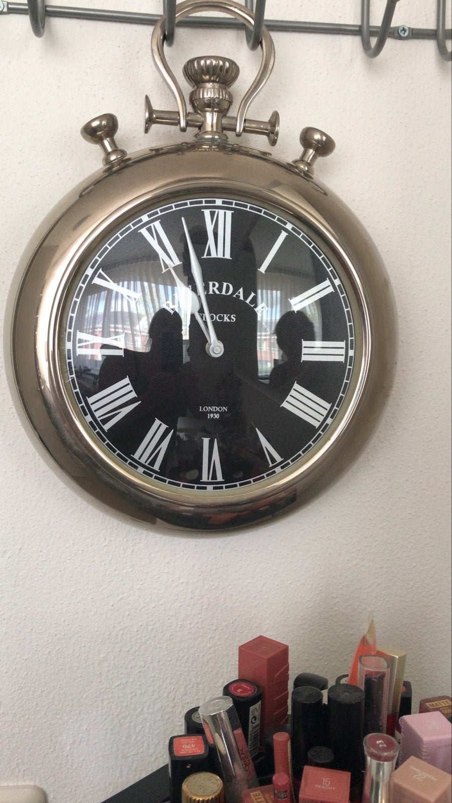 Riverdale Klok - Grote Wandklok in Zakhorloge Stijl, Ophalen, Analoog, Zo goed als nieuw, Zilver
