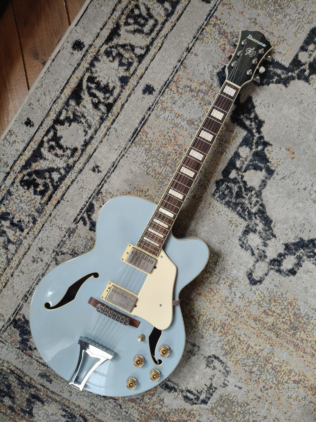 Ibanez AF75D Jazz Gitaar uit 2003 - Pale Blue, Muziek en Instrumenten, Ophalen, Hollow body, Ibanez
