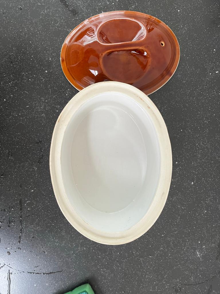 Vintage porceleinen pateschaal  met deksel, Ophalen of Verzenden