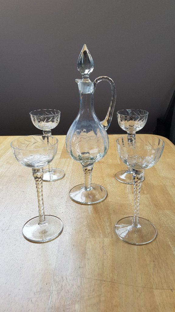 Kristallen karaf met 4 glazen, Antiek en Kunst, Ophalen of Verzenden