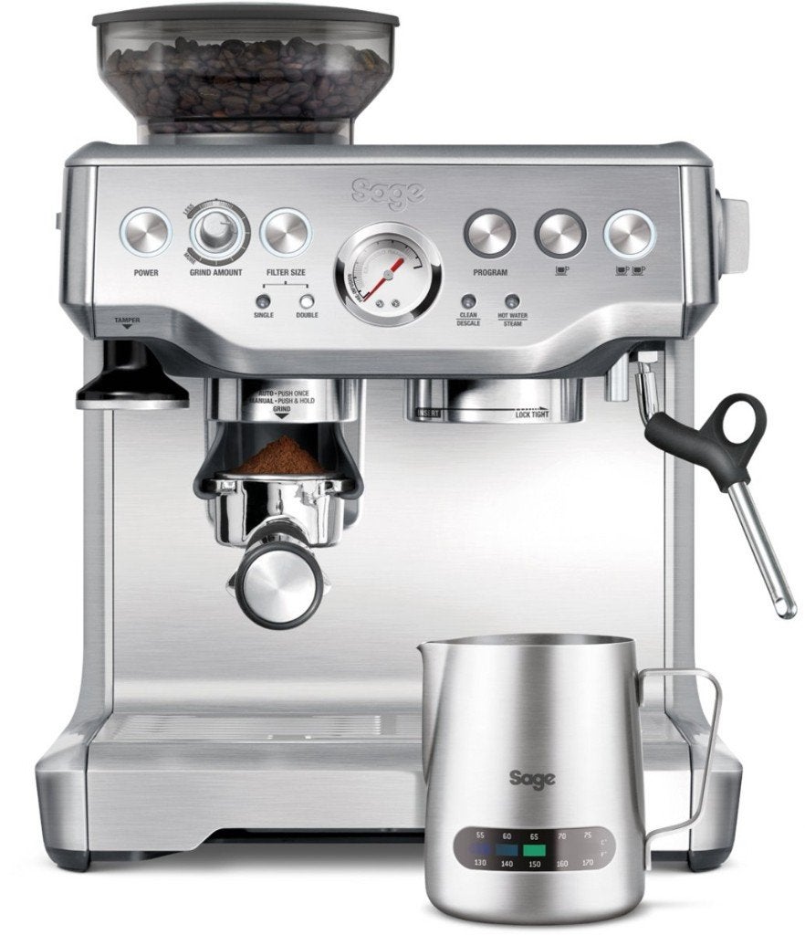 NIEUW IN DOOS: Sage Barista Express RVS (Geseald + Factuur), Afneembaar waterreservoir, Espresso apparaat, 10 kopjes of meer, Nieuw