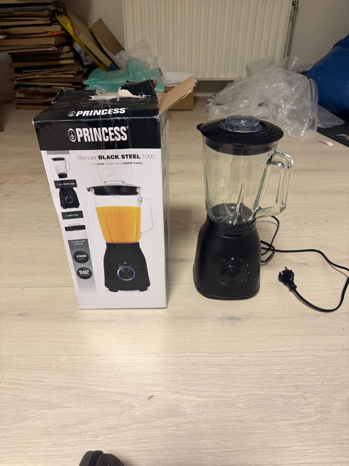 Princess Blender Black Steel 1000W - Zo goed als nieuw, Ophalen of Verzenden, Zo goed als nieuw, Blender