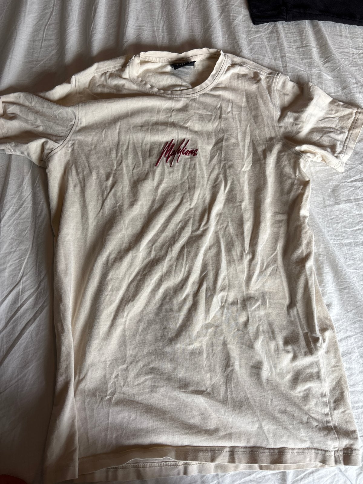 Malelions T-shirt Crème met Rood Logo - Maat S, Ophalen of Verzenden, Zo goed als nieuw, Maat 46 (S) of kleiner, Beige