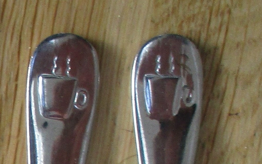 3 leuke theelepeltjes met dampende koffie Gero 18/10, Ophalen of Verzenden, Gero, Rvs of Chroom