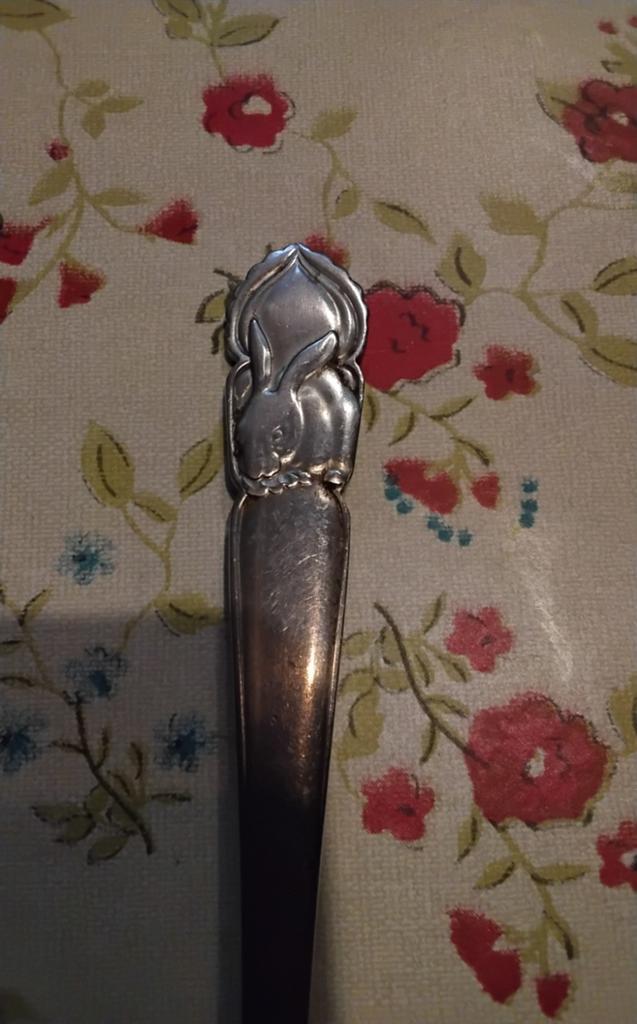 Vintage Retro Gero zilmeta Lepel met Konijn Design, Ophalen of Verzenden