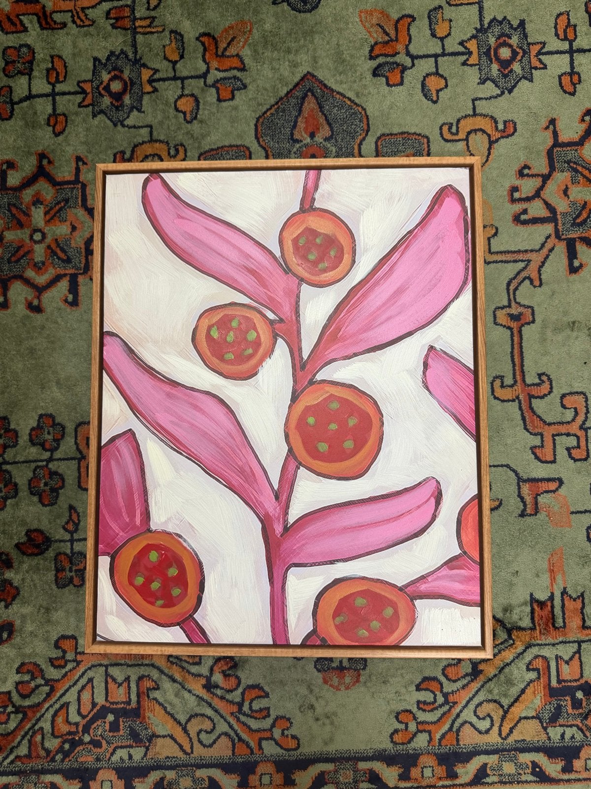 Abstracte botanische print in roze en oranje, Ophalen