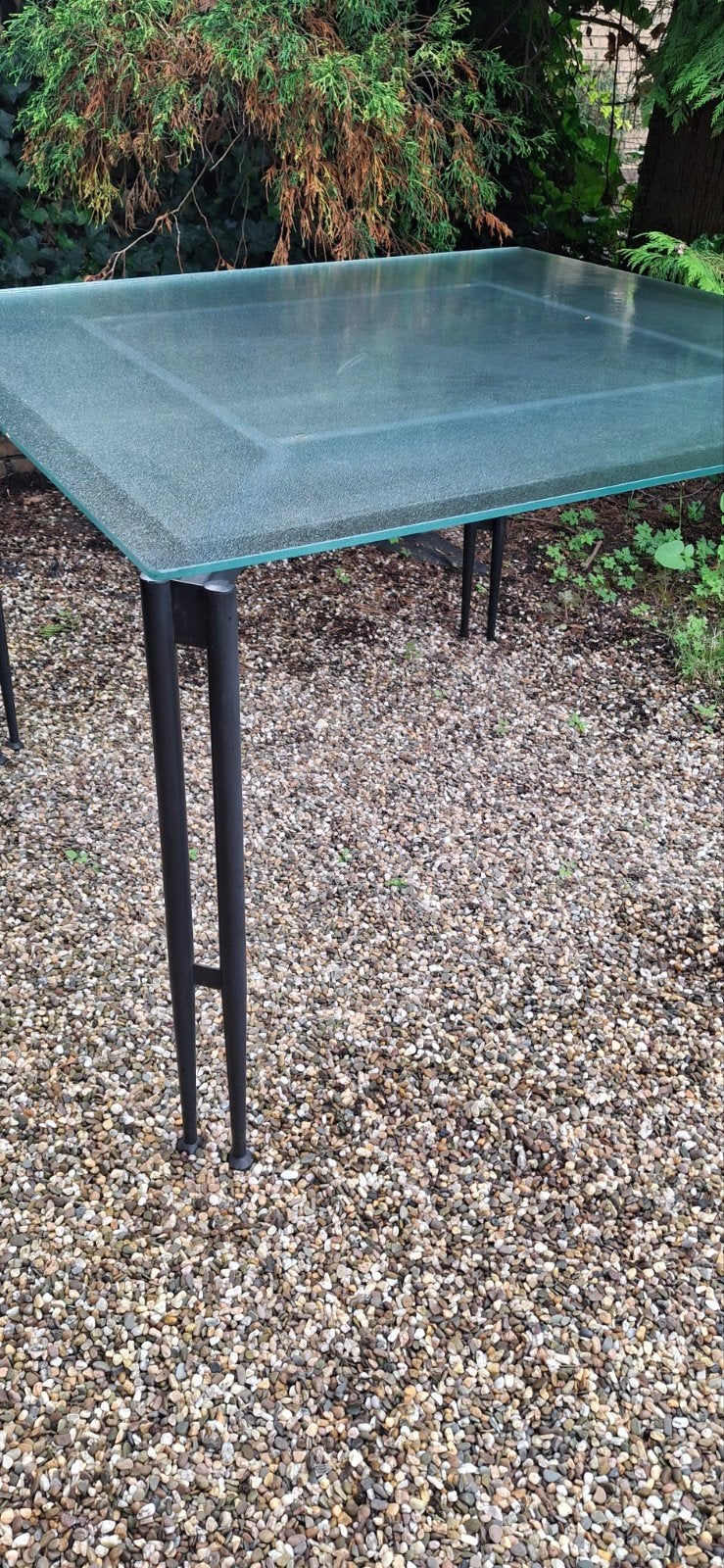 tafel met glazen blad, Huis en Inrichting, Ophalen, Rechthoekig, 100 tot 150 cm, 100 tot 150 cm