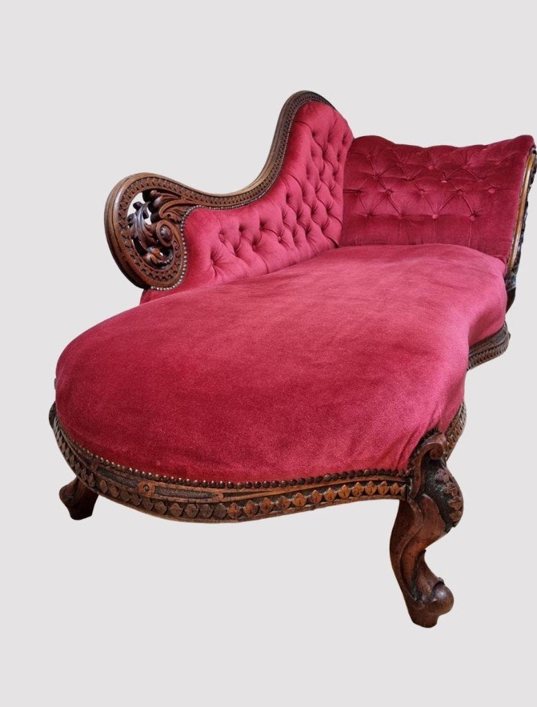 Antieke chaise longue/ daybed in barok-rococo-bohemian stijl, Huis en Inrichting, Ophalen, Hout, Gebruikt, Eenpersoons