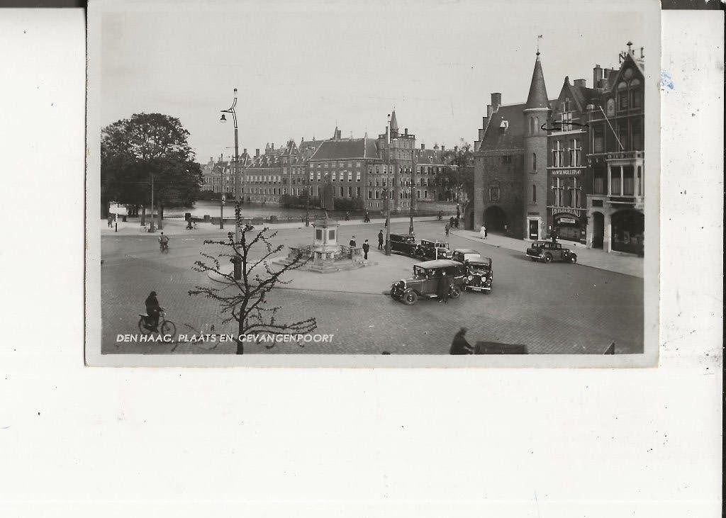 Den Haag Plaats, Gevangenpoort en Taxi-standplaats 1936, Verzamelen, Ophalen of Verzenden, 1920 tot 1940, Gelopen, Zuid-Holland
