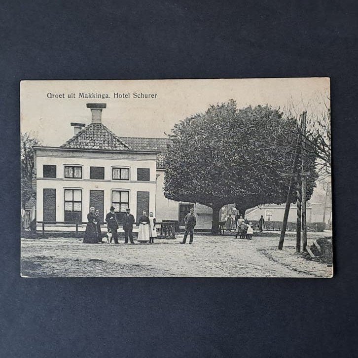 Makkinga Friesland Volk voor Hotel Schurer 1911, Verzamelen, Ophalen of Verzenden, Voor 1920, Gelopen, Friesland