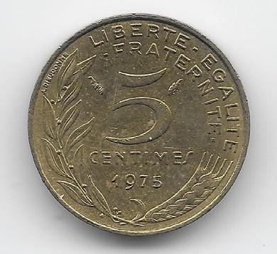 Frankrijk 5 centimes 1975 KM# 933, Verzenden, Frankrijk, Losse munt