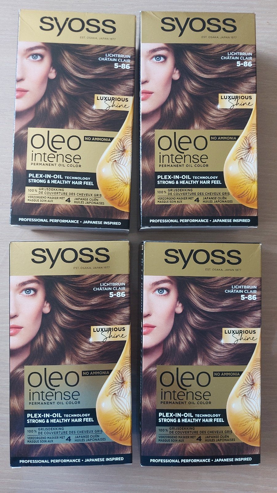 4x Syoss Oleo Intense Haarverf Lichtbruin 5-86, Ophalen of Verzenden, Nieuw