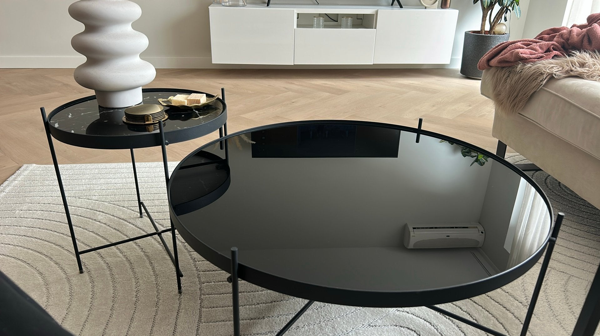 Salontafels, Ophalen, 50 tot 100 cm, Rond, Glas
