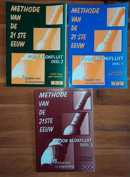 Lesboeken blokfluit: Methode 21ste eeuw +cd's, deel 1,2,3, Ophalen of Verzenden, Gebruikt, Les of Cursus, Blokfluit