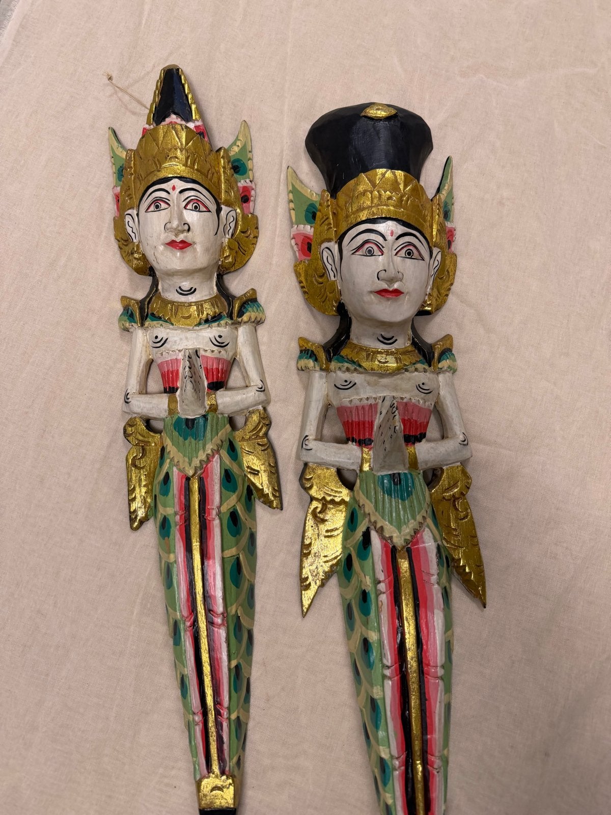 Set van 2 handgesneden Balinese houten maskers, Antiek en Kunst, Overige onderwerpen, 20 - 50 cm, Hout, Overige stijlen