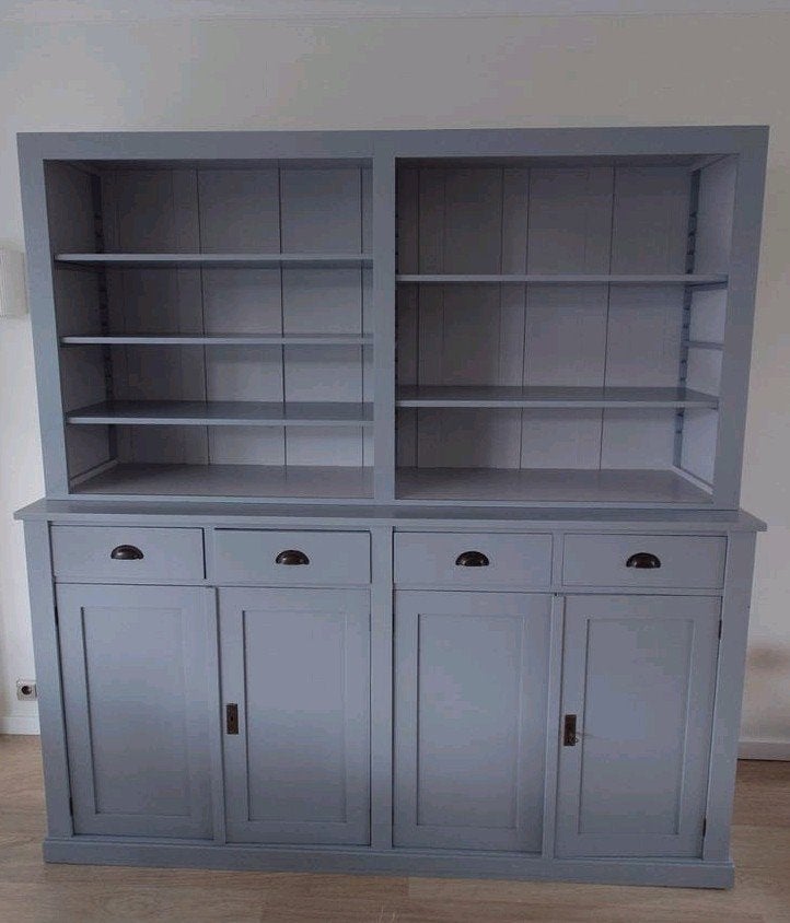 Houten boekenkast toonkast op maat gemaakt 200cm breed, Ophalen, Met deur(en), 200 cm of meer, Zo goed als nieuw