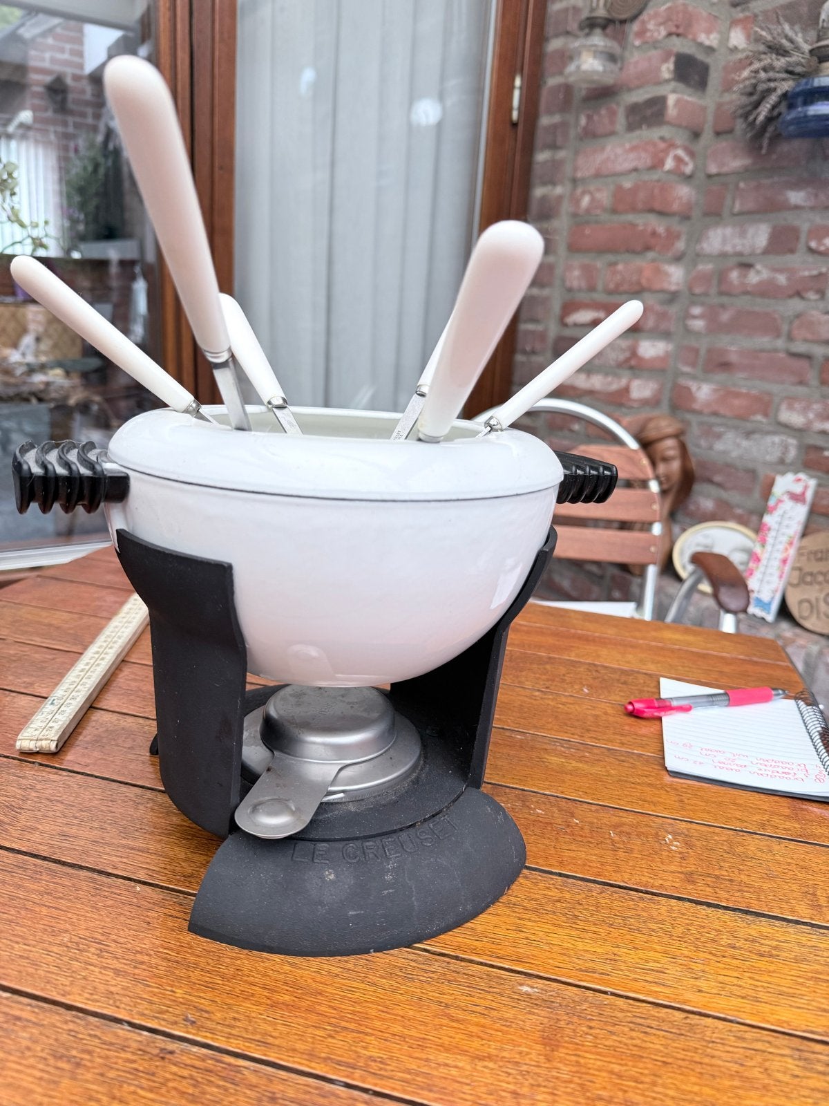 Le Creuset fondue set inclusief toebehoren, Ophalen, Zo goed als nieuw