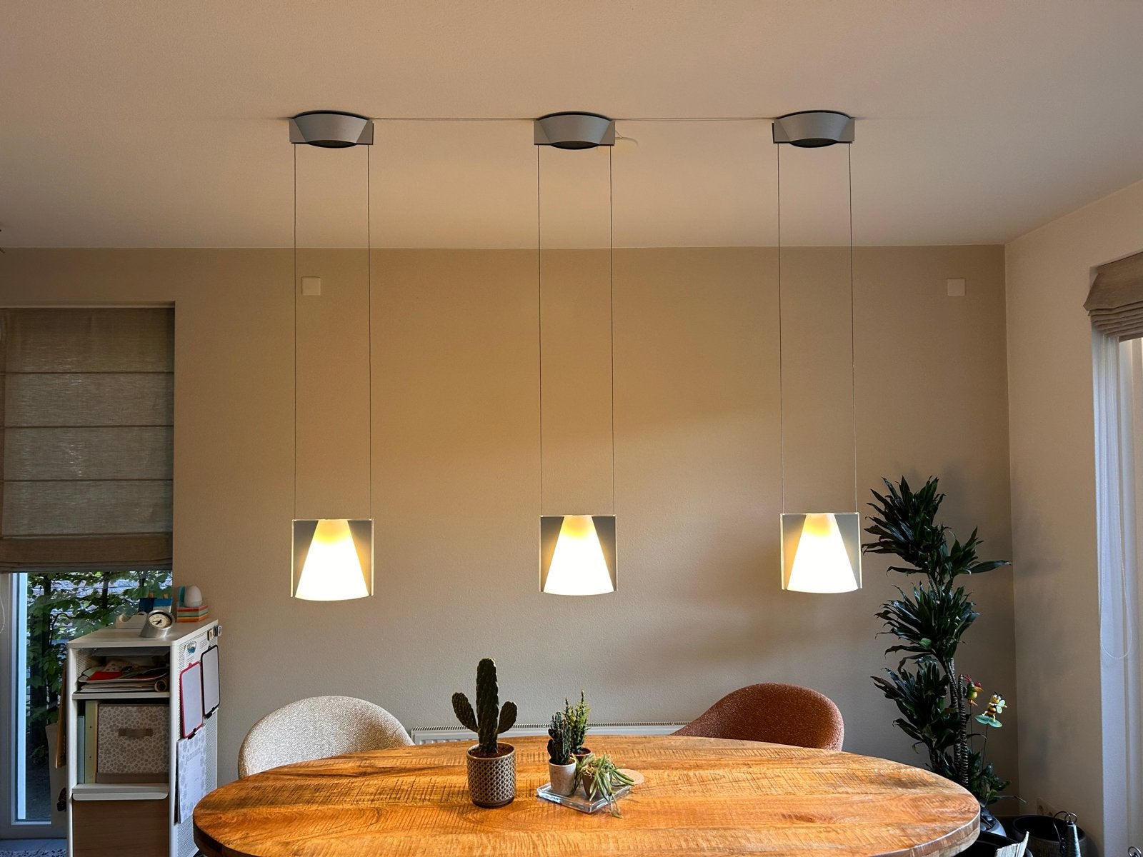 Kono hanglampen - Set van 3 moderne hanglampen, Ophalen of Verzenden, Gebruikt, Kunststof, E27 (groot)