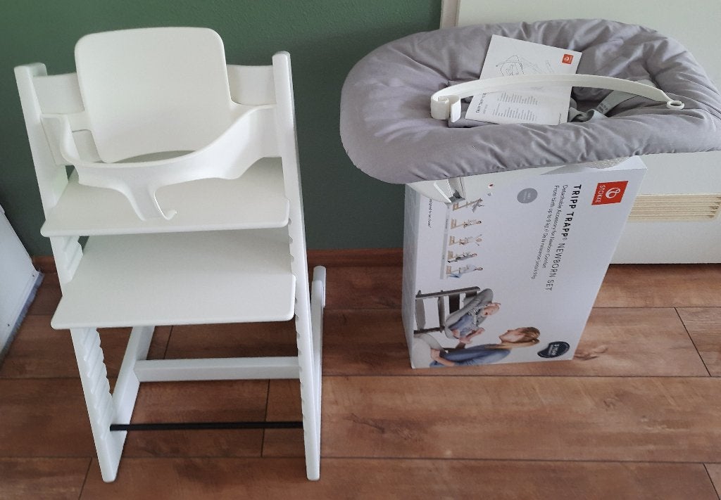 Super mooie complete Stokke tripp trapp nieuwste model WIT, Ophalen, Zo goed als nieuw, Meegroeistoel, Aanschuifbaar