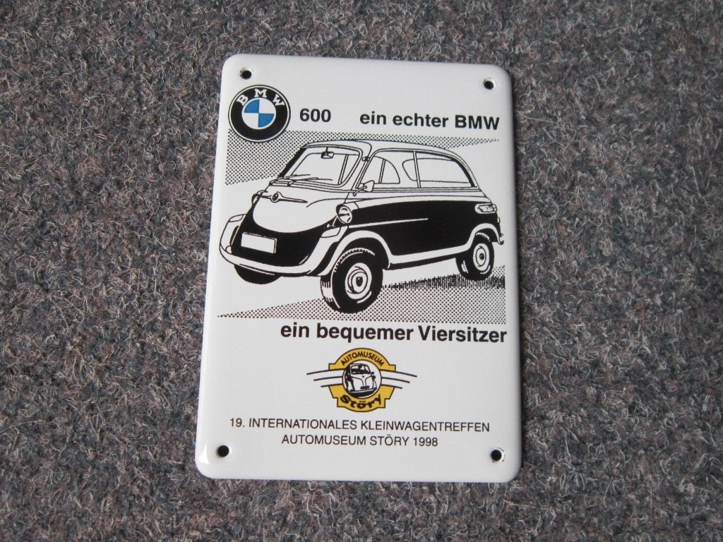 BMW 600 EMAILLE RECLAMEBORD, Ophalen, Zo goed als nieuw, Reclamebord