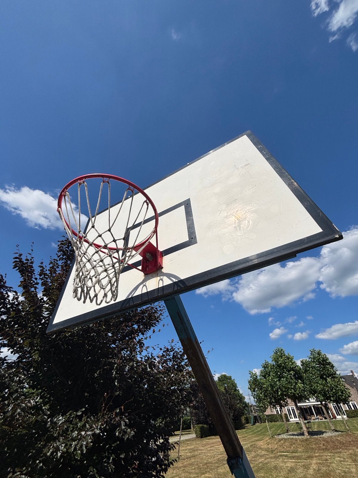 Verrijdbare basketbalring met bord en paal (zware kwaliteit), Sport en Fitness, Basketbal, Ophalen, Gebruikt, Ring, Bord of Paal
