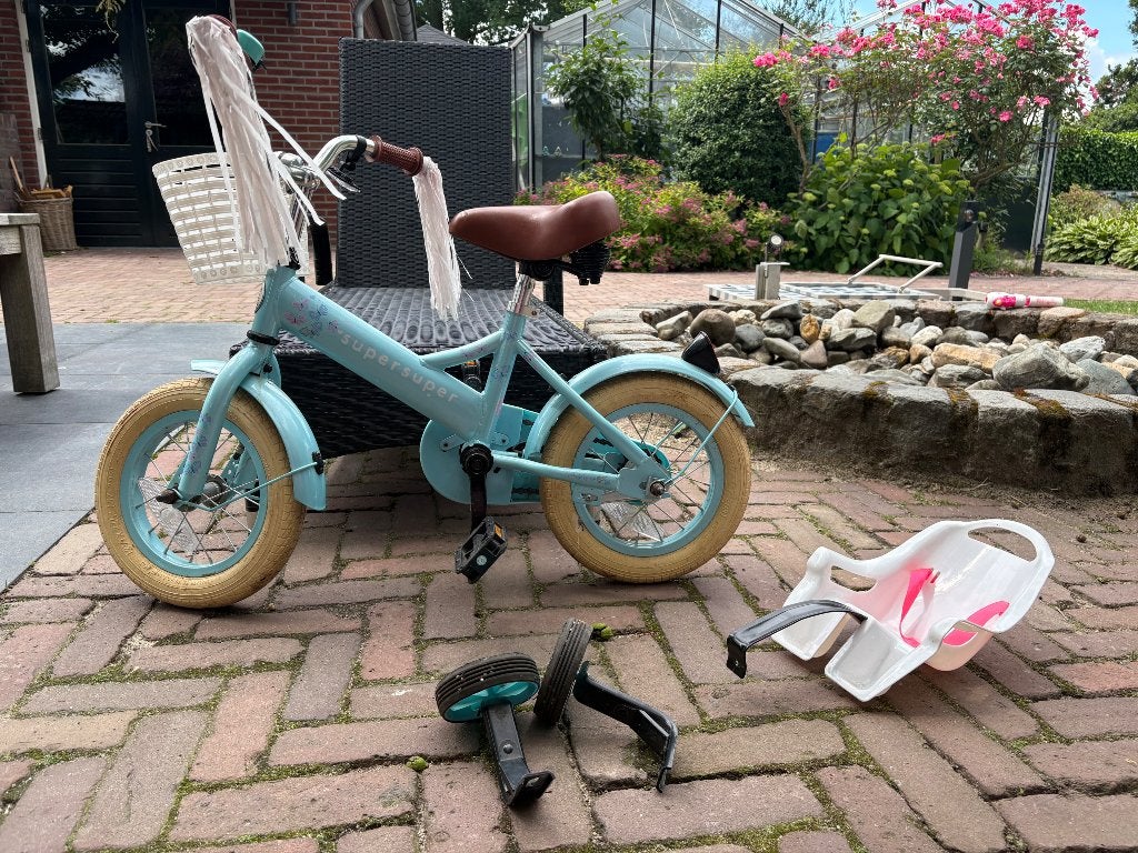 SuperSuper Little Miss meisjesfiets 12 inch, Ophalen, Terugtraprem, Zijwieltjes, Supersuper