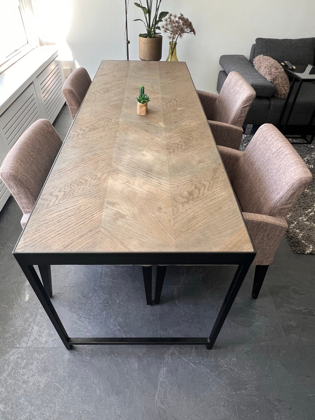 Eettafel Loods 5 met 4 bijpassende stoelen van Satelliet, Gebruikt, 50 tot 100 cm, 150 tot 200 cm, Vier personen