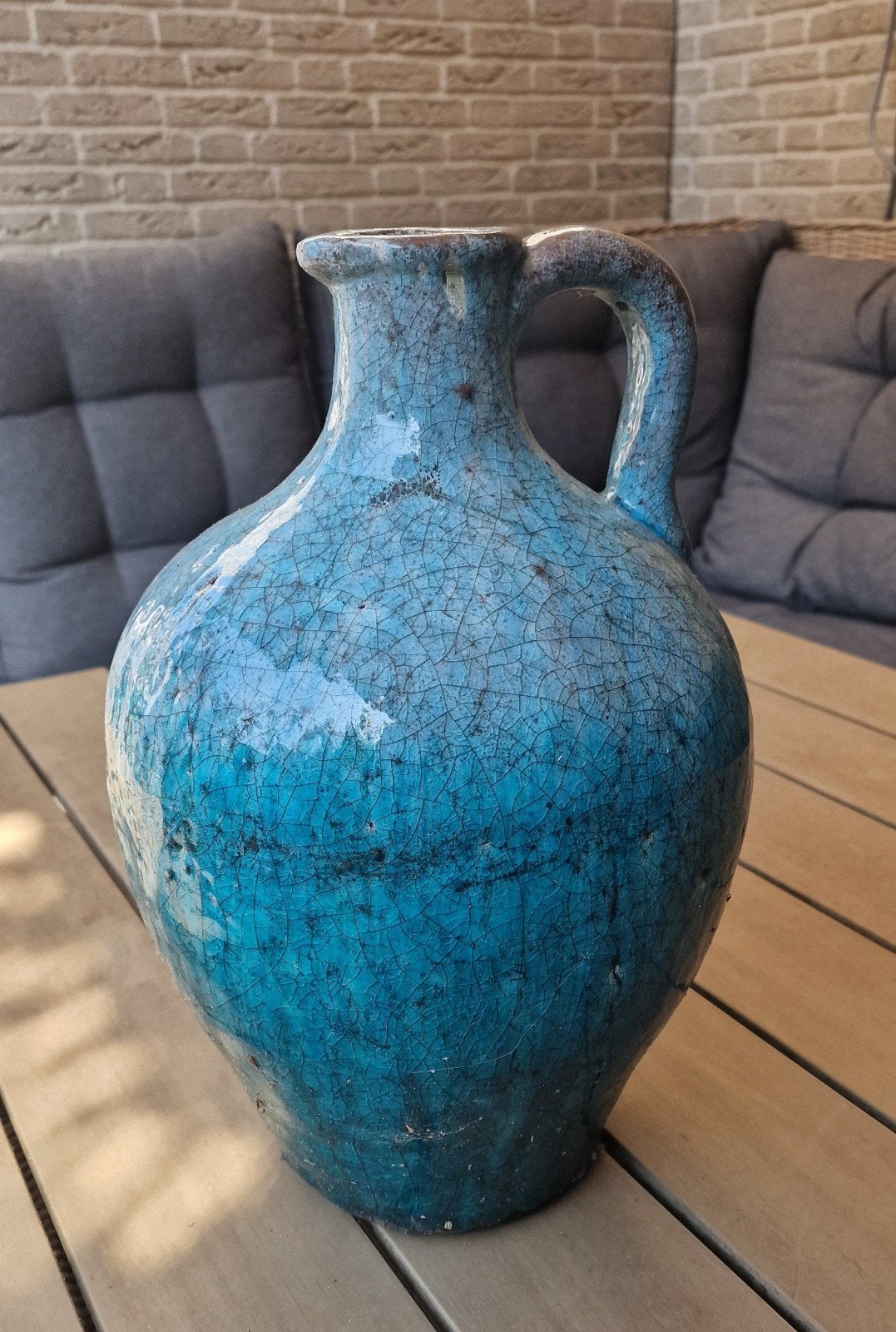 Grote stenen kruik blauw, Ophalen of Verzenden, Blauw