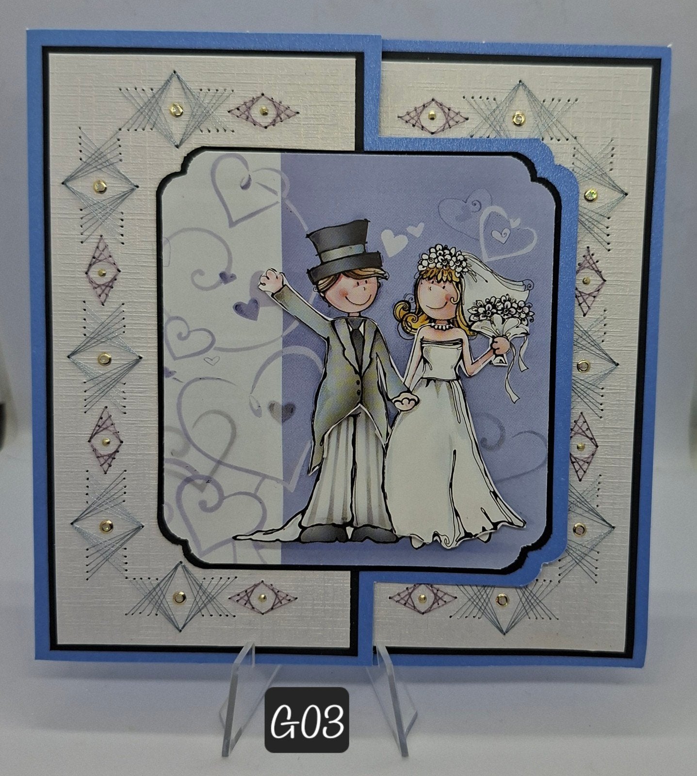 Geborduurde Wenskaarten Huwelijk, Nieuw, Man of Vrouw, Info@sparklecrafts.nl, Ophalen of Verzenden