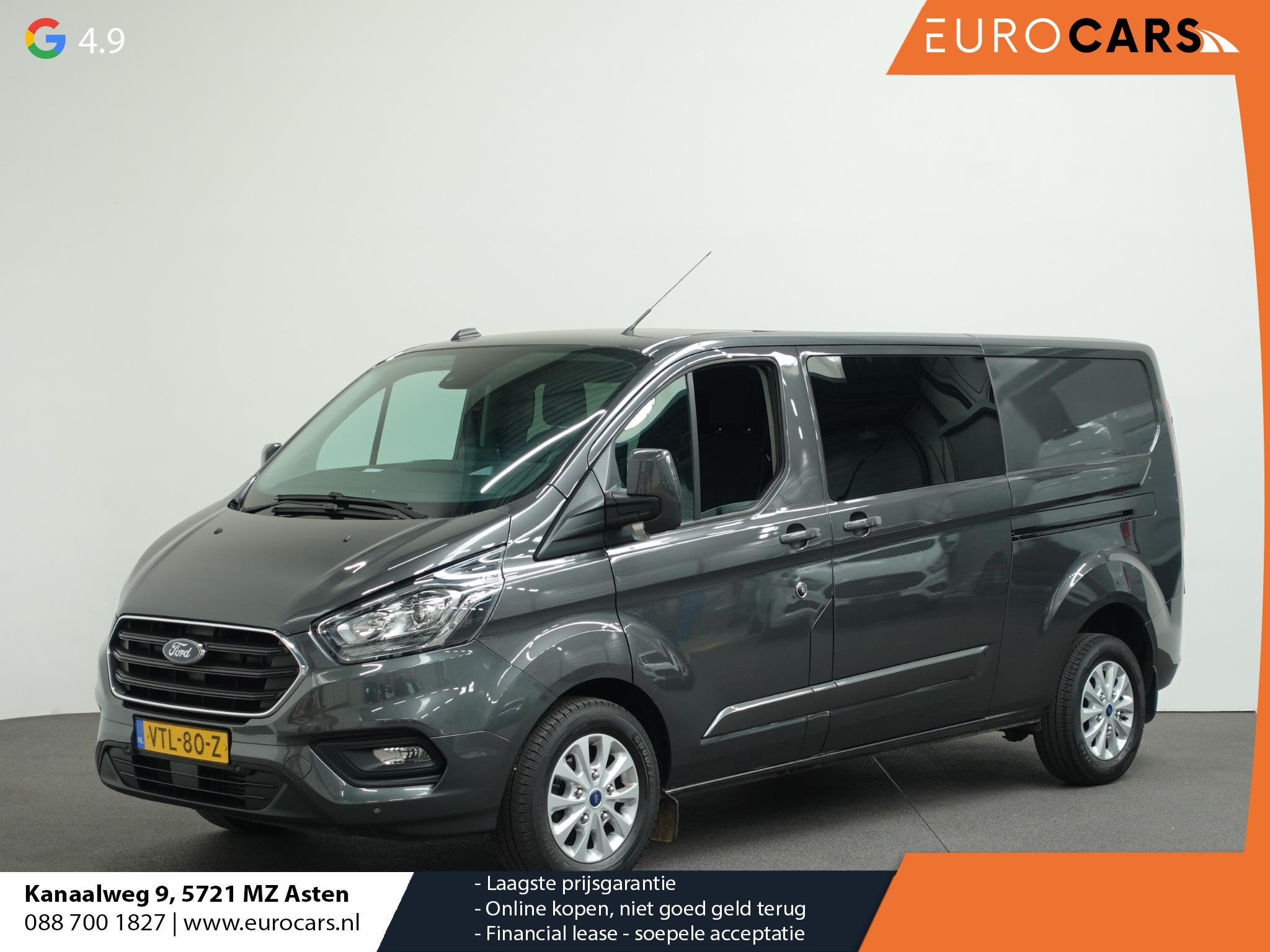 Ford Transit Custom 300 2.0 TDCI L2H1 Limited Dubbele Cabine, Stof, Euro 6, 4 cilinders, 129 pk