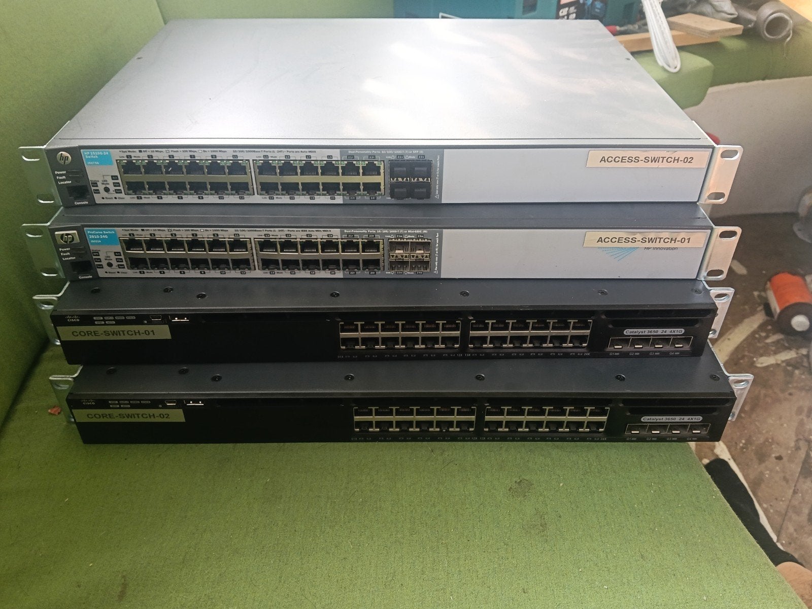 4x rackmount switches Cisco en hp, Computers en Software, Ophalen, Gebruikt
