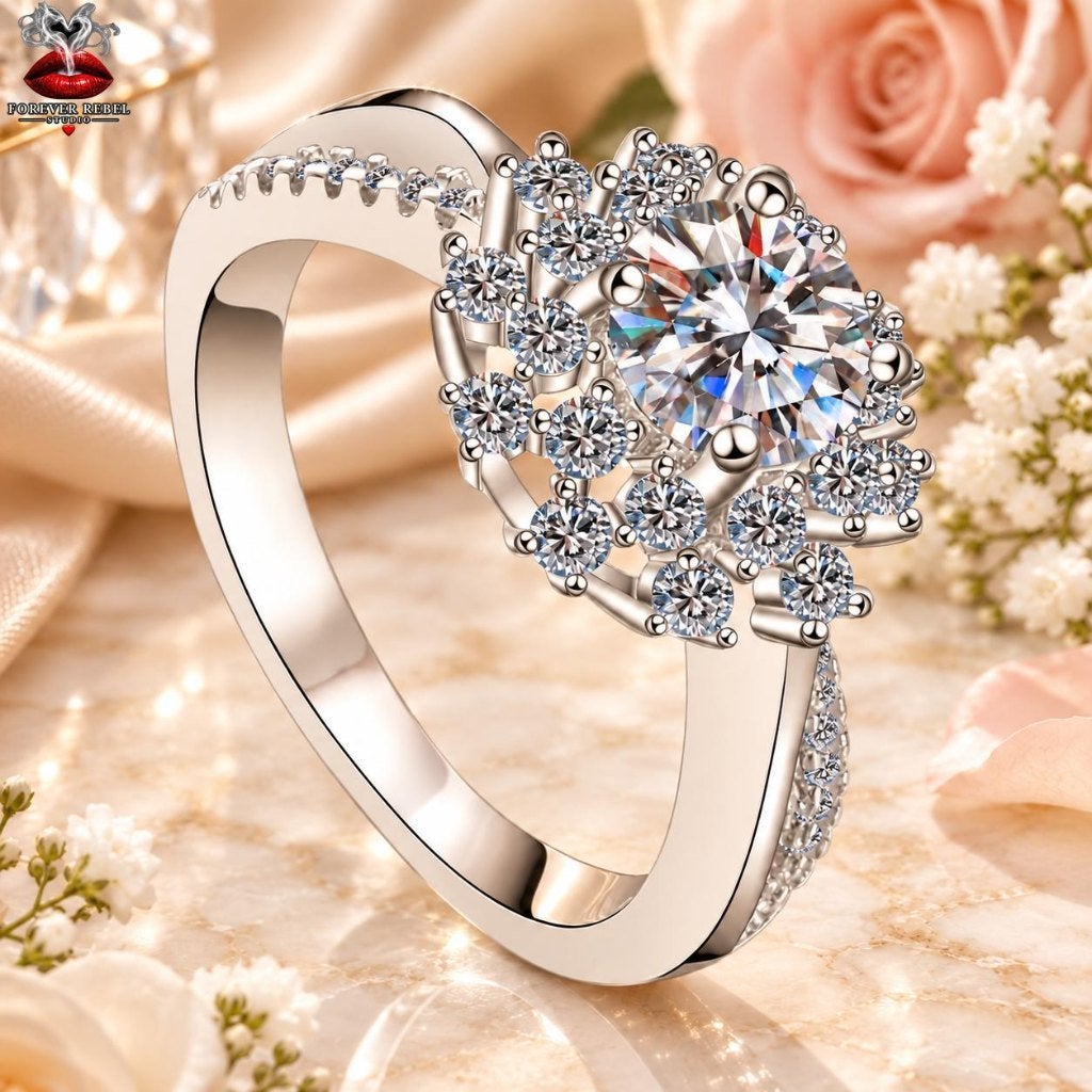 Belmira Crown 0,8 ct  - 925 Zilver met VVS moissanite, Verzenden, Foreverrebelstudio@pm.me, 17 tot 18, Met edelsteen