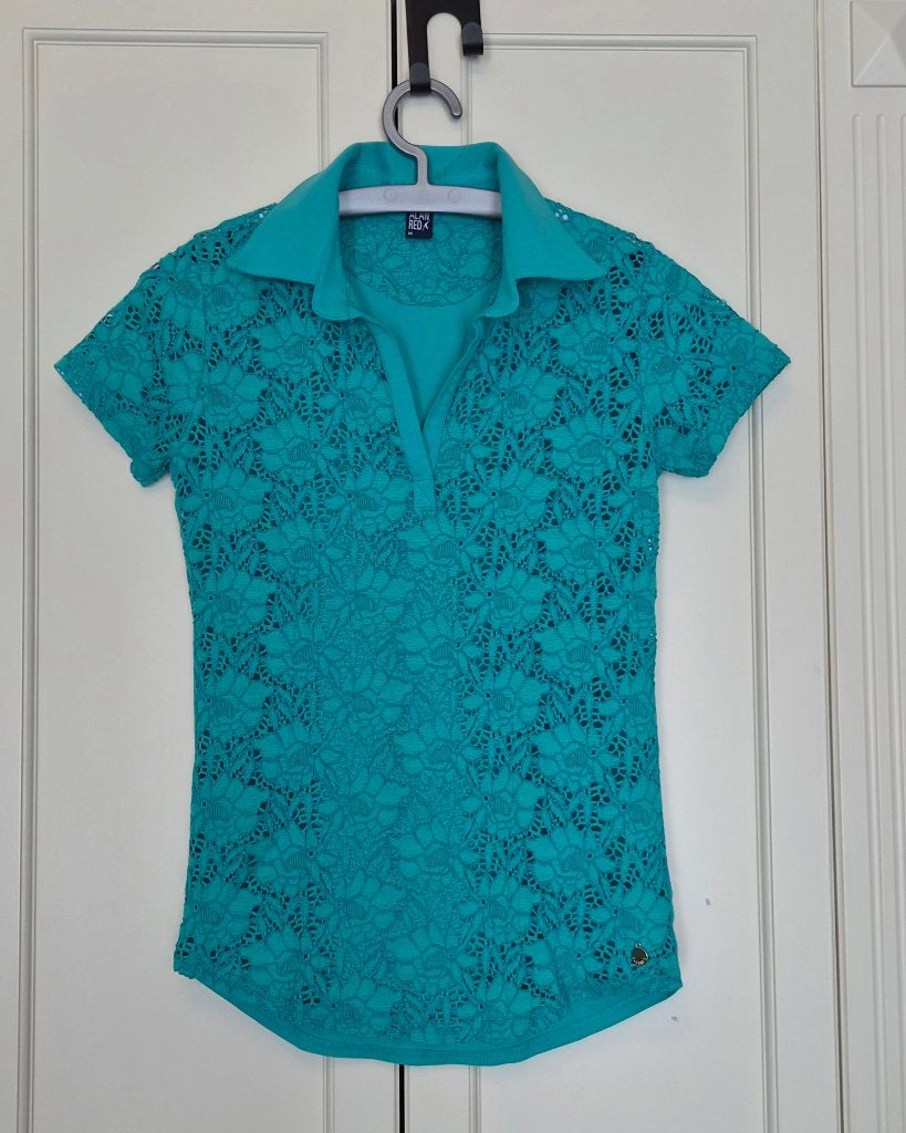 Alan Red shirt, groen/turquoise, kant, maat M, Maat 38/40 (M), Ophalen of Verzenden, Zo goed als nieuw, Korte mouw